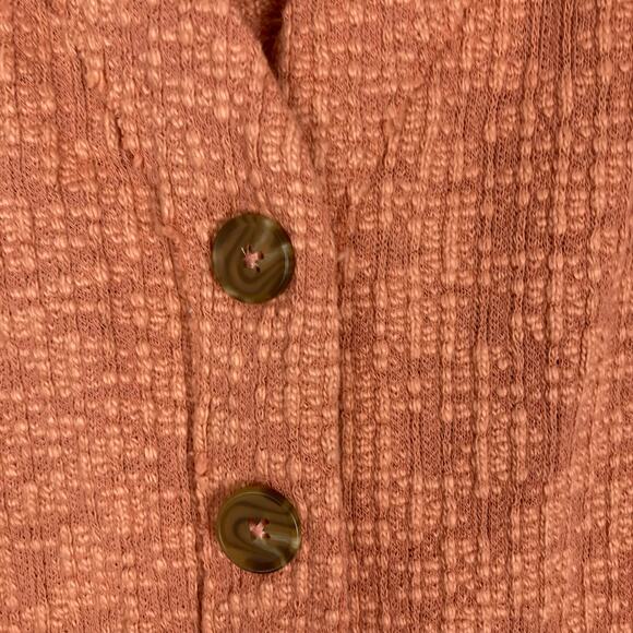 NWOT TWO BY VINCE CAMUTO Cardigan S Burnt Orange Slub Knit Raw Hem Cotton Blend - Picture 5 of 9